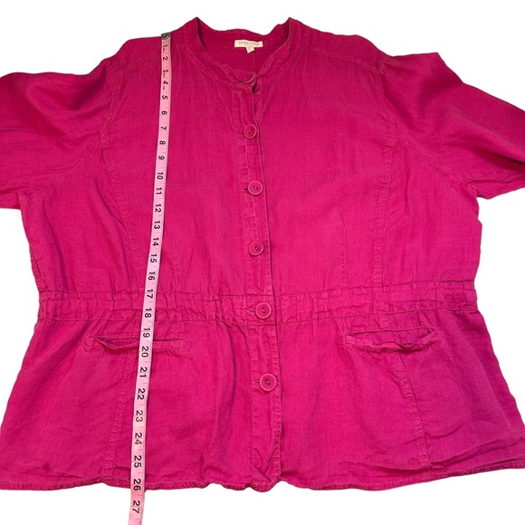 Eileen Fisher Woman | Pink Linen Cinch Waist Jacket Size 3X - Picture 13 of 13
